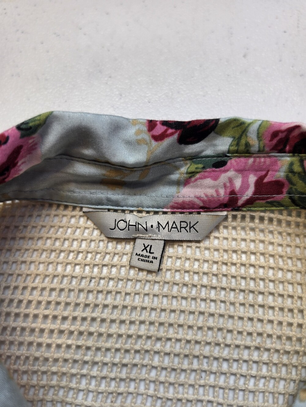John Mark Floral Embroidered Sheer Panel Long Sleeve Top Mixed Pattern Patchwork - Picture 8 of 12